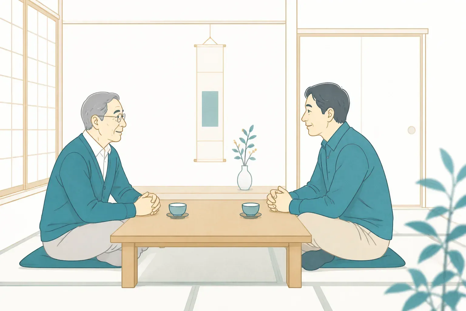 家族で墓じまいについて話し合うイメージ
