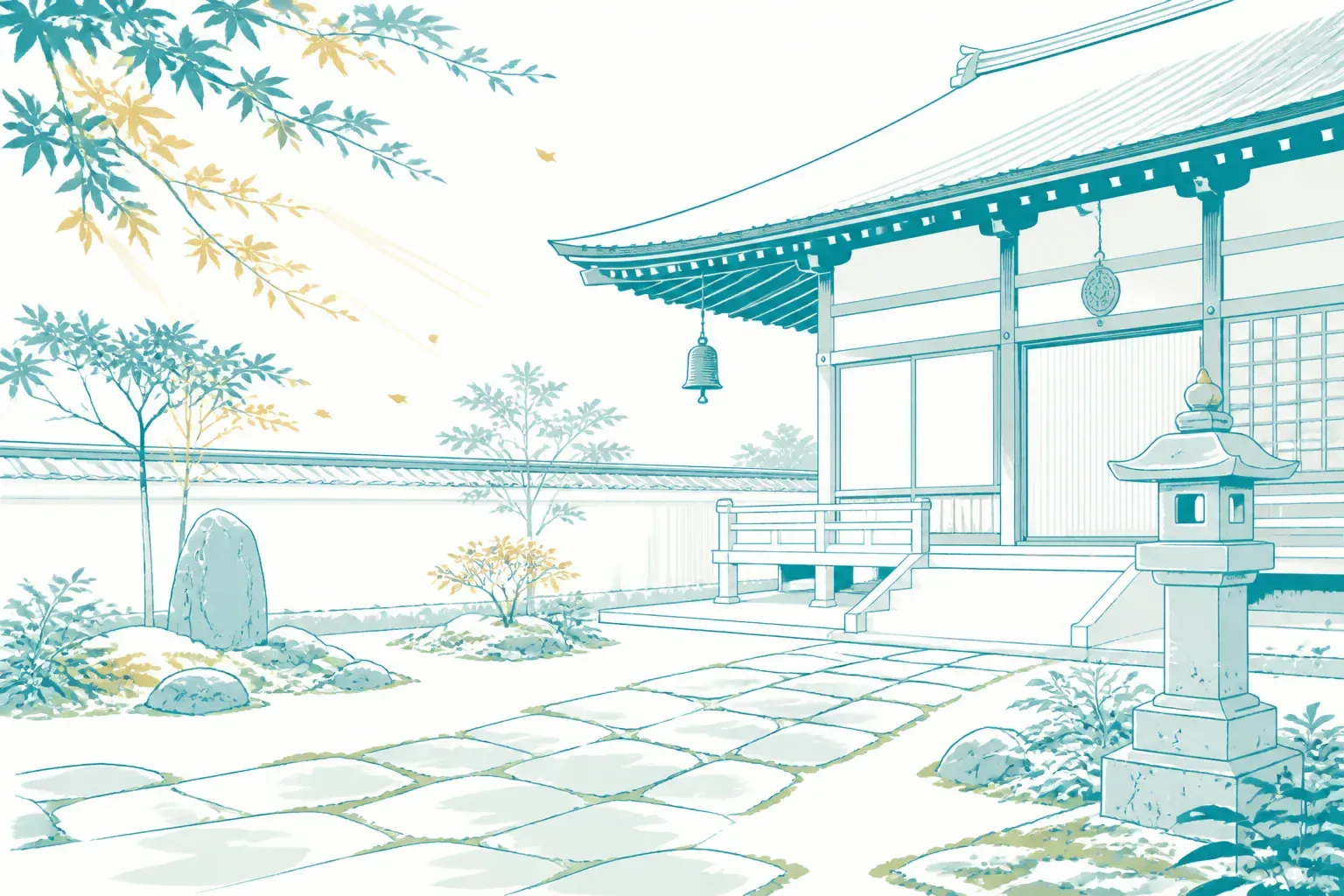 静かな寺院の境内のイメージ