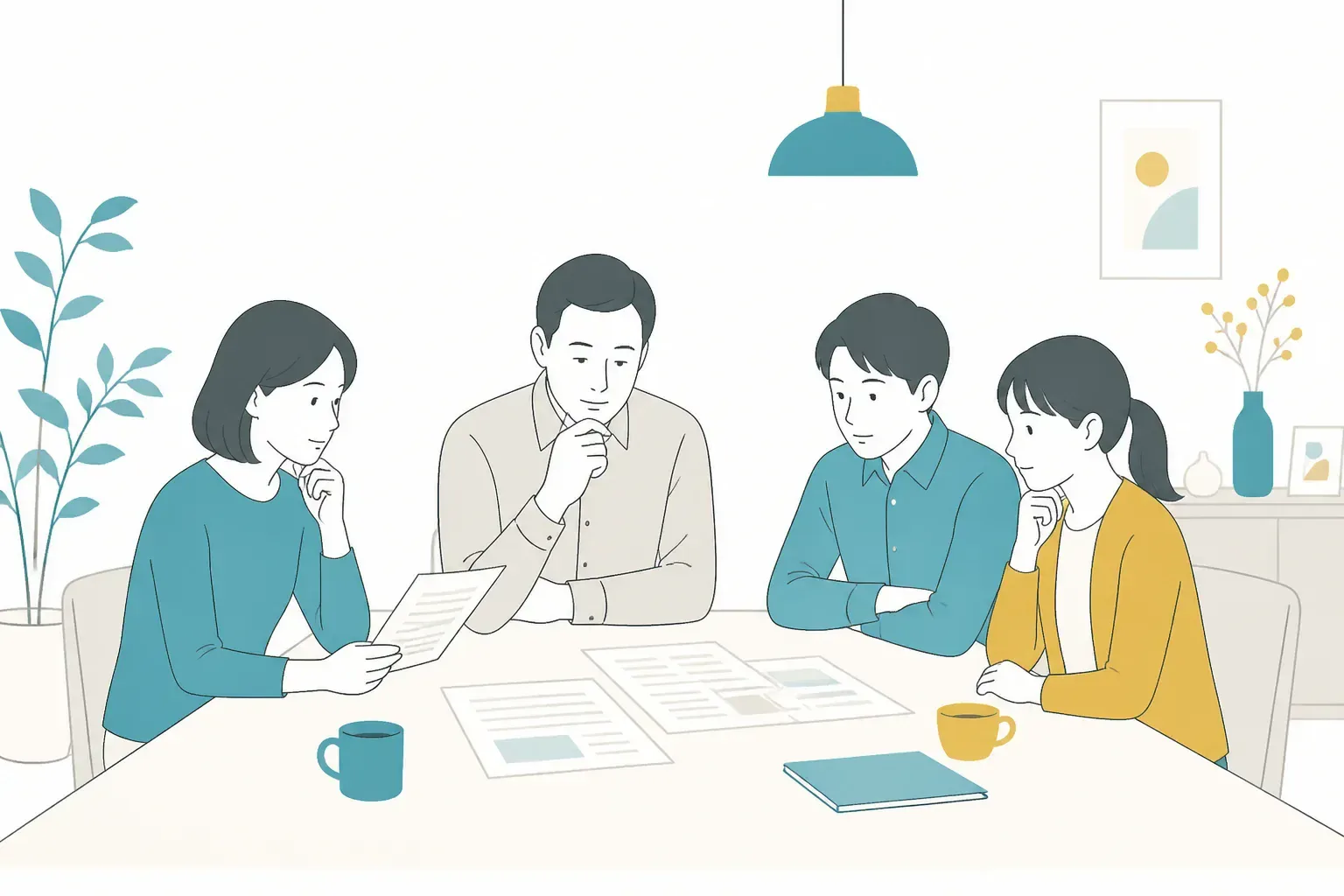 家族で墓じまいについて話し合うイメージ