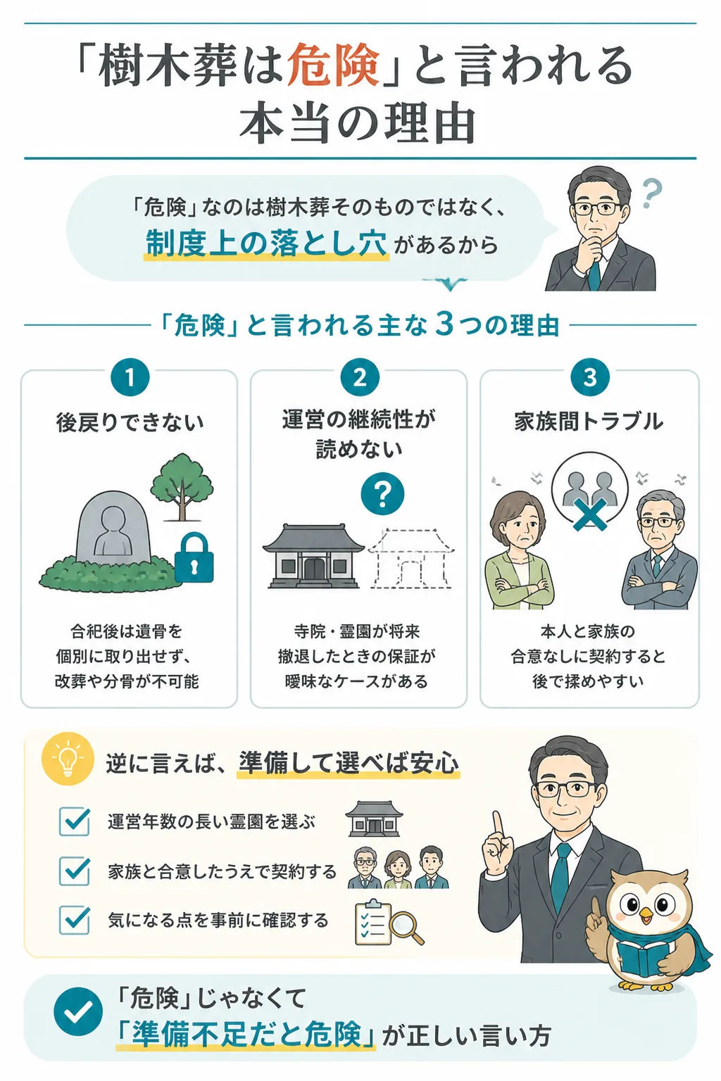 樹木葬が危険と言われる3つの理由と回避策の図解
