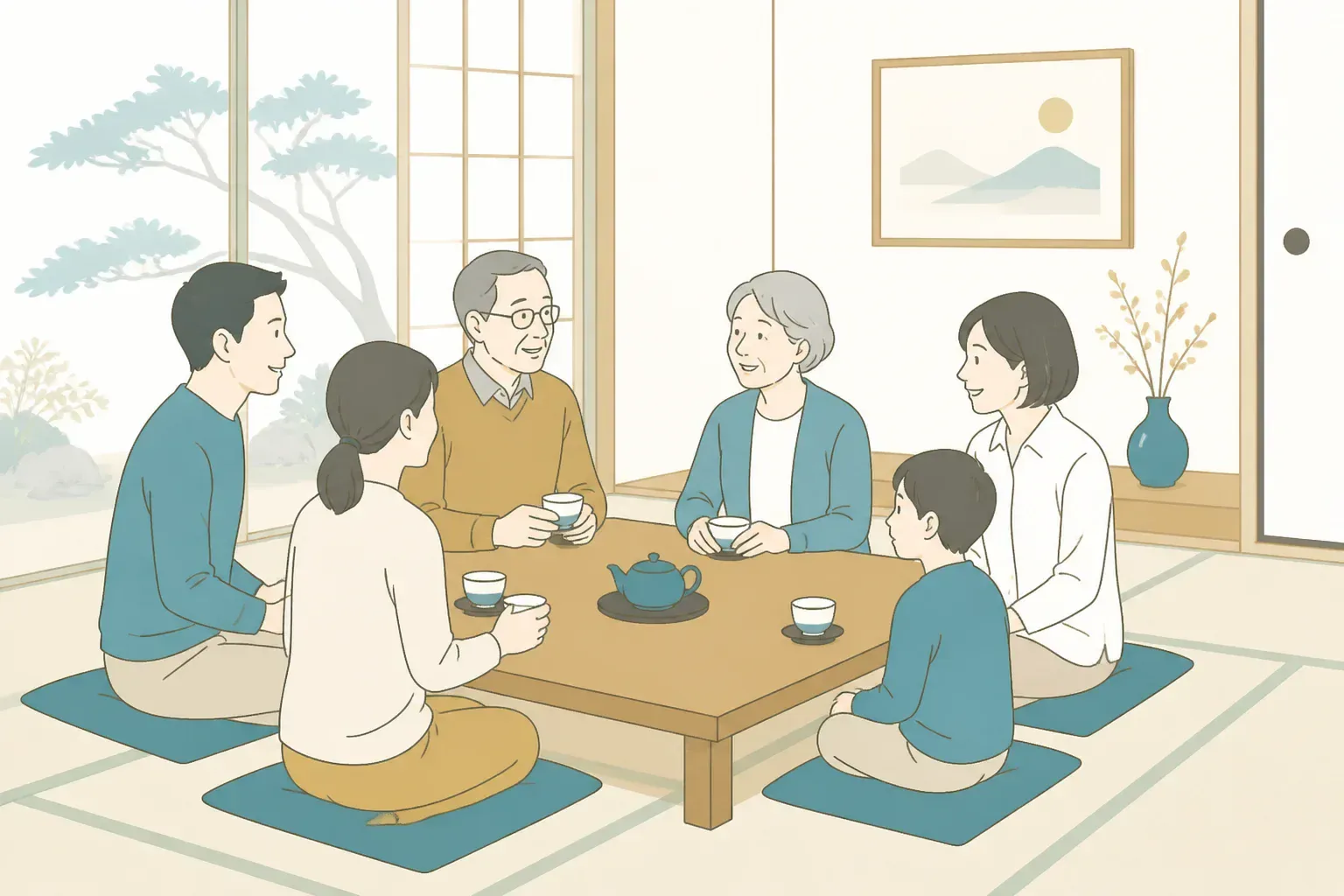 家族が穏やかに話し合うイメージ