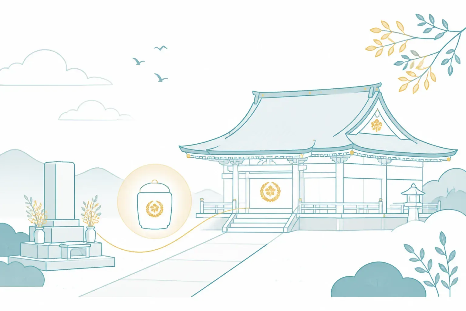 本山納骨をイメージした寺院の静かな空間