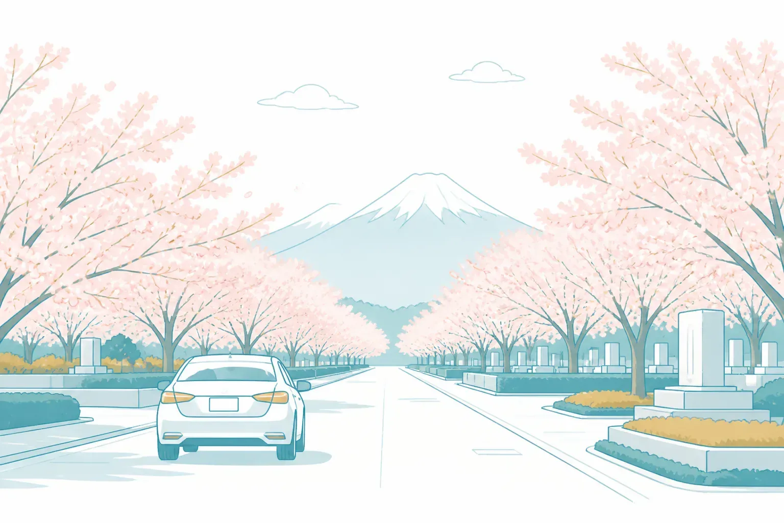 桜の名所としても知られる富士霊園の景観イメージ