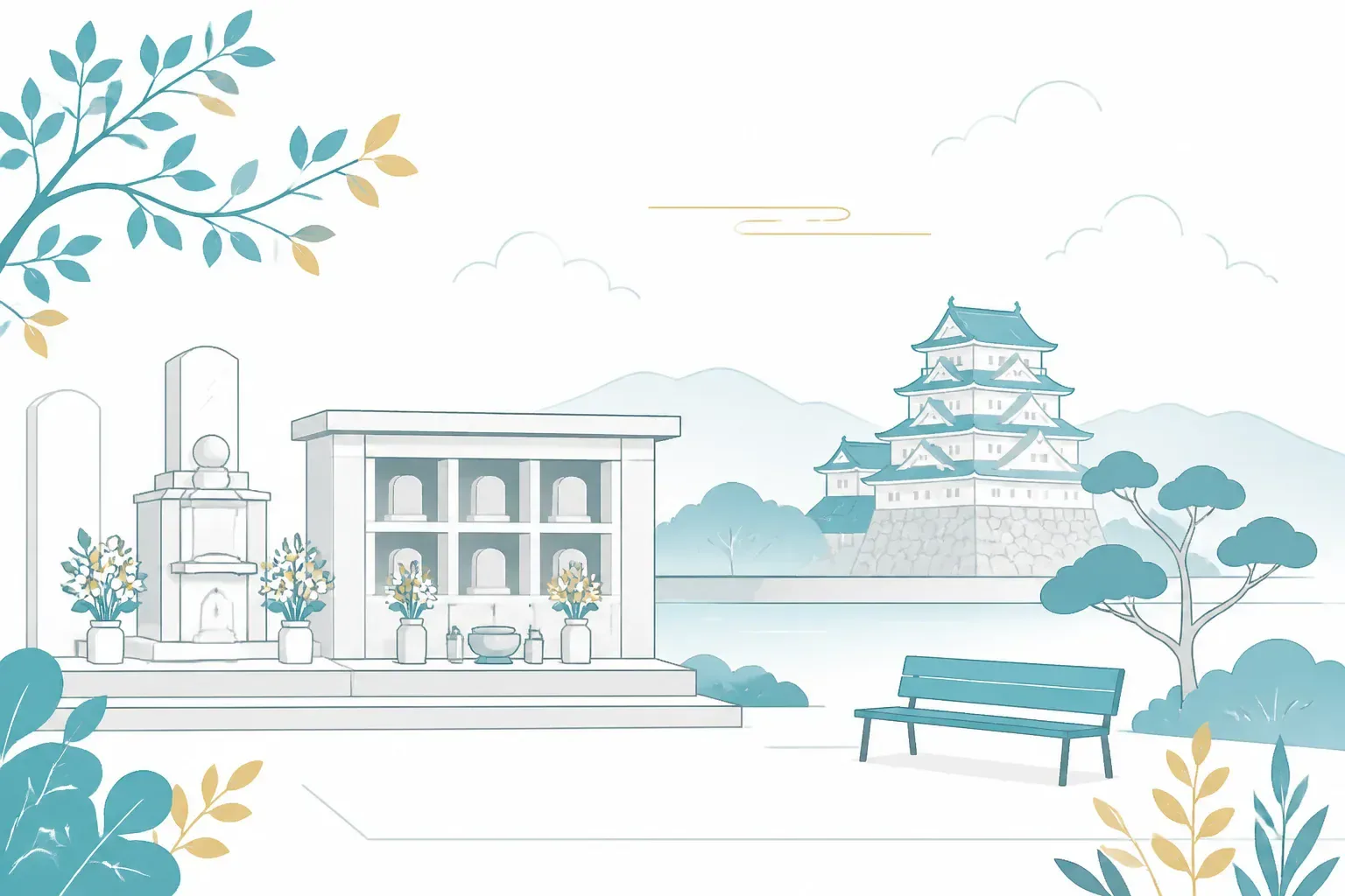 緑に囲まれた霊園の穏やかな風景