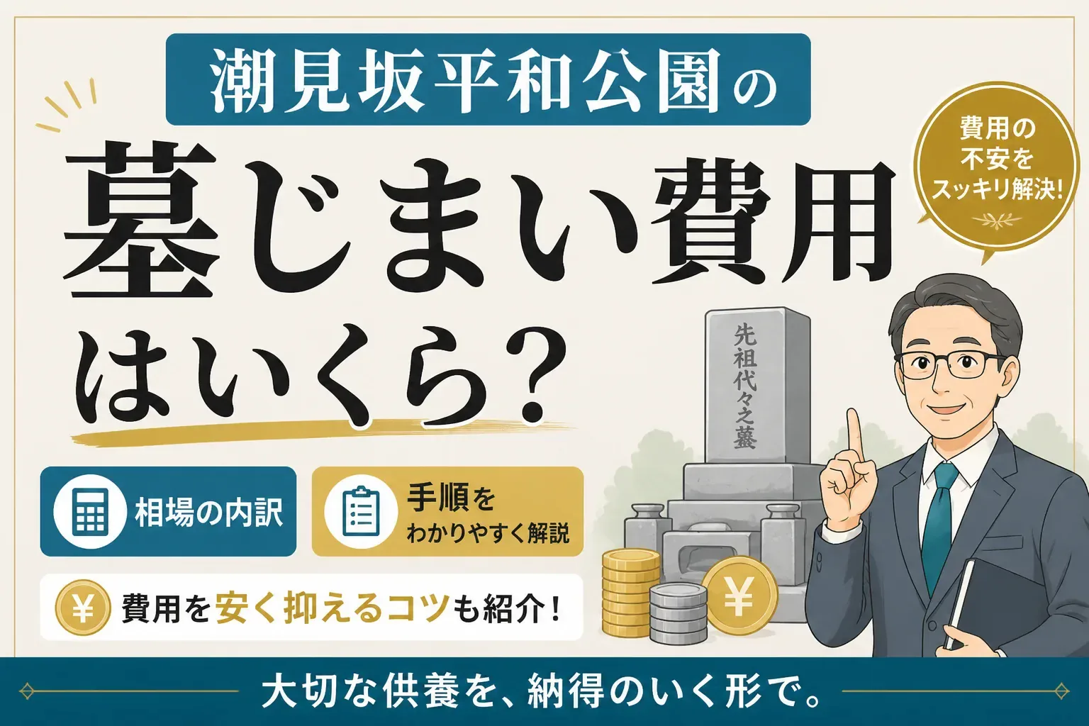 潮見坂平和公園の墓じまい費用を解説する記事のアイキャッチ画像