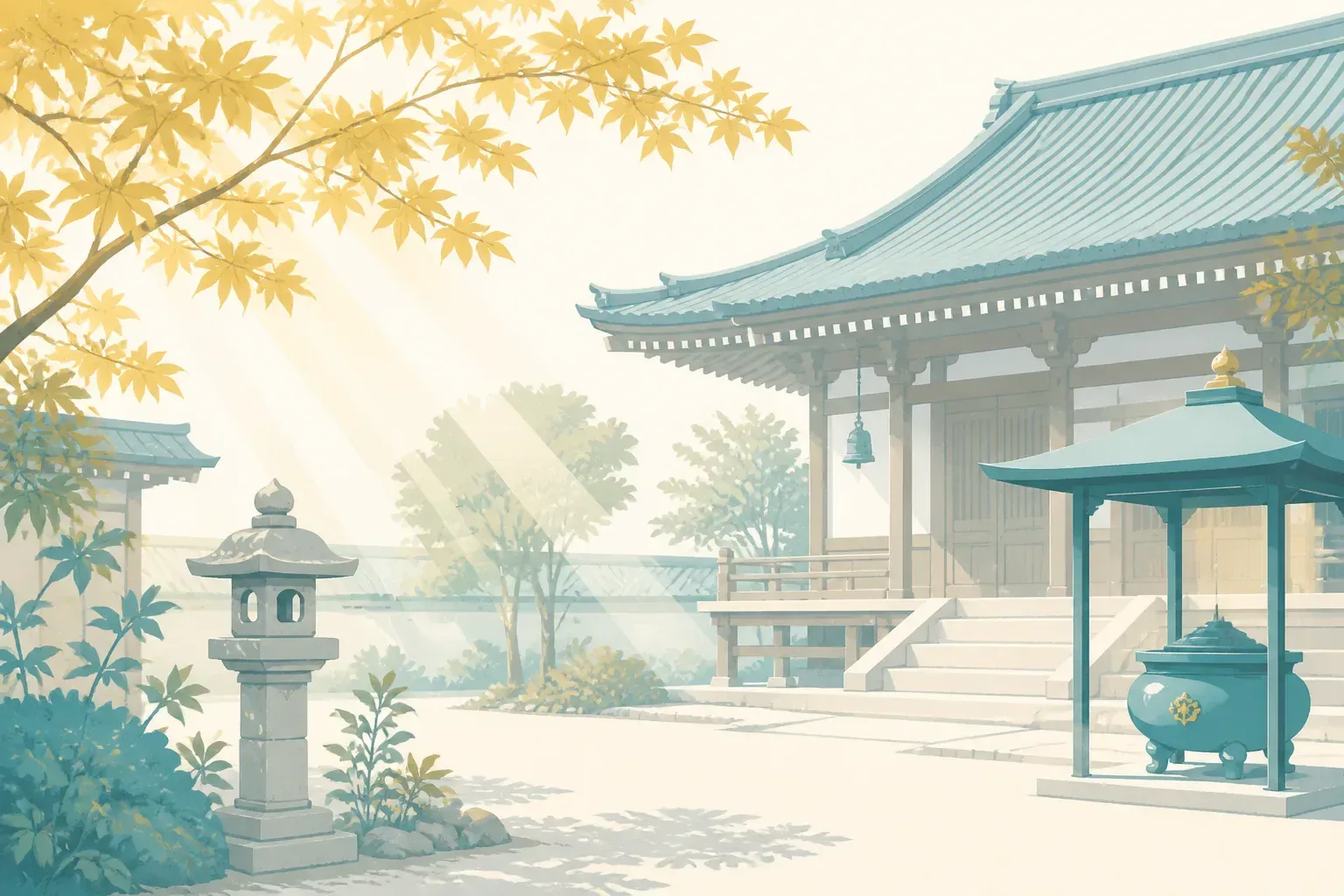歴史ある寺院の静かな境内のイメージ