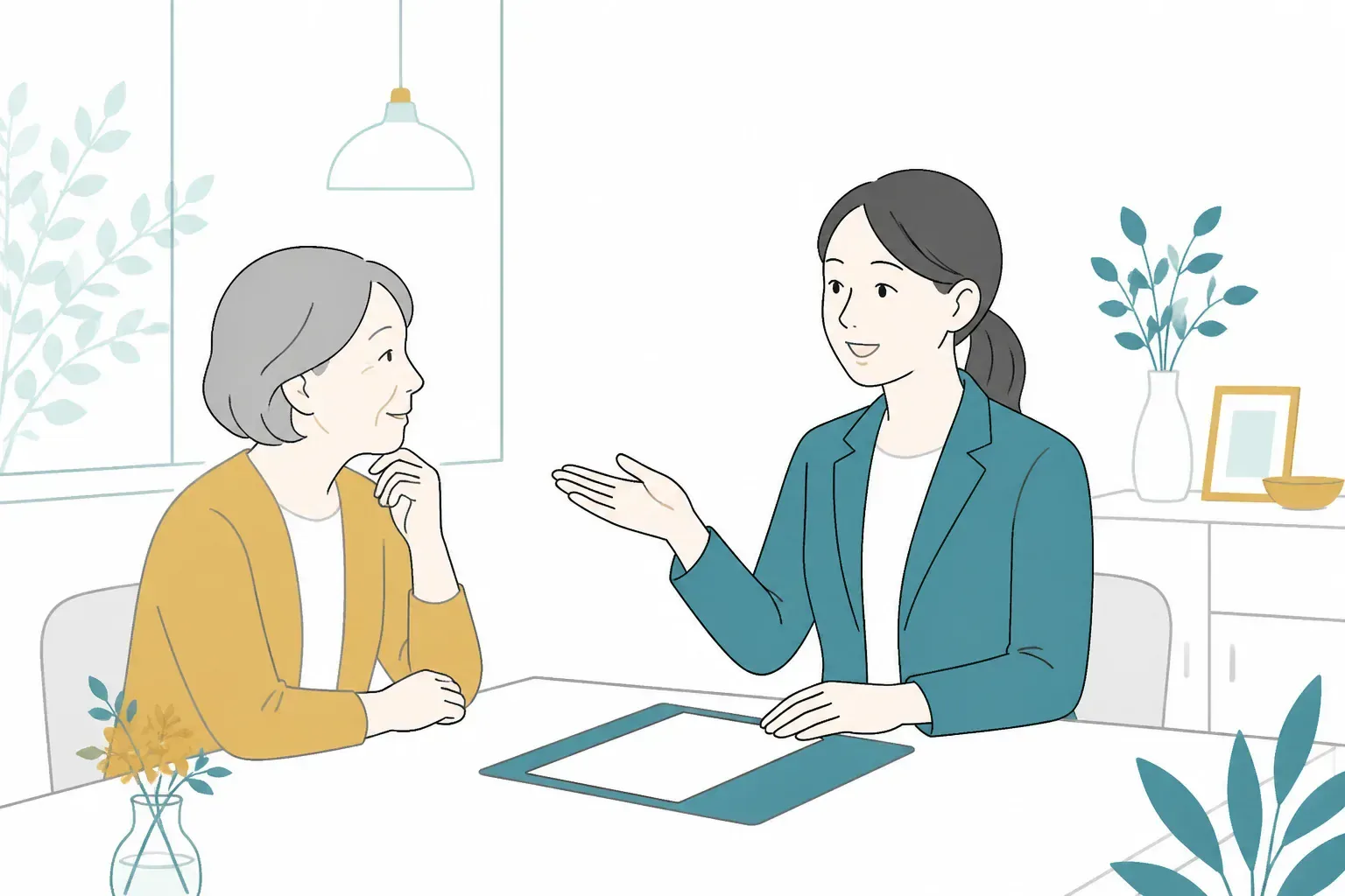 墓じまいの疑問を相談する様子のイメージ