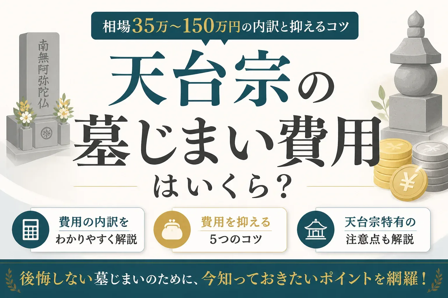 天台宗の墓じまい費用はいくら？相場35万〜150万円の内訳と抑えるコツ