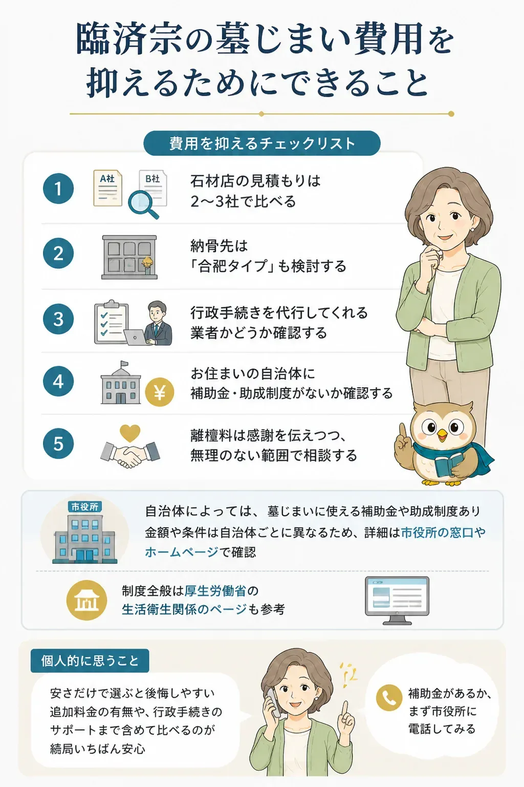 墓じまい費用を抑えるコツをまとめた図解