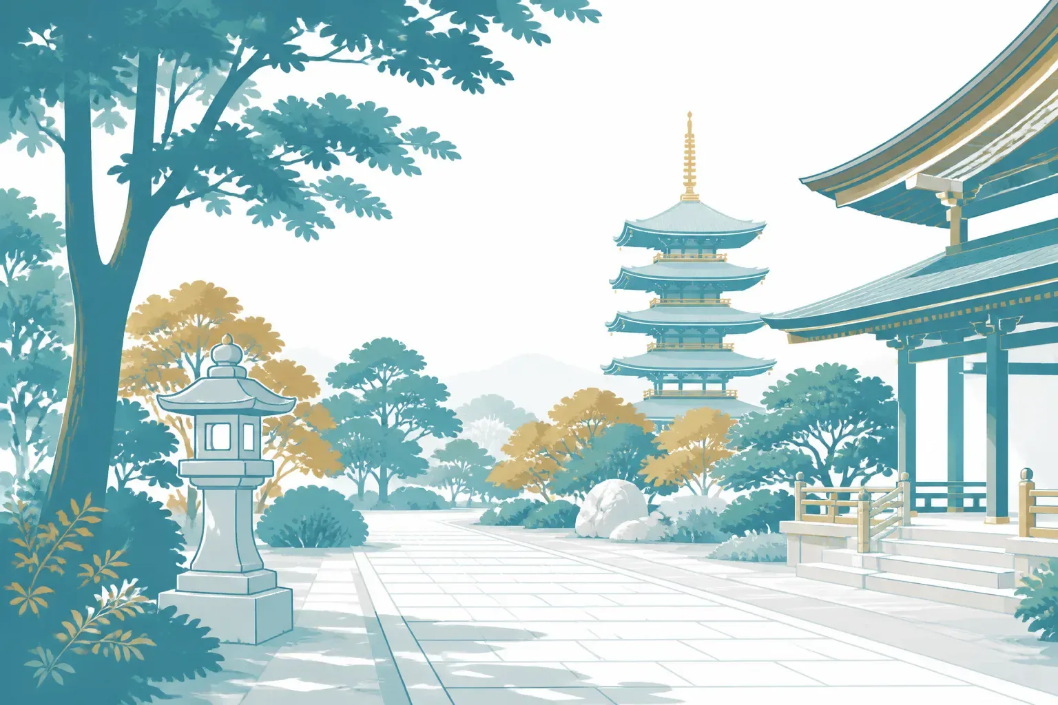 落ち着いた寺院の境内のイメージ