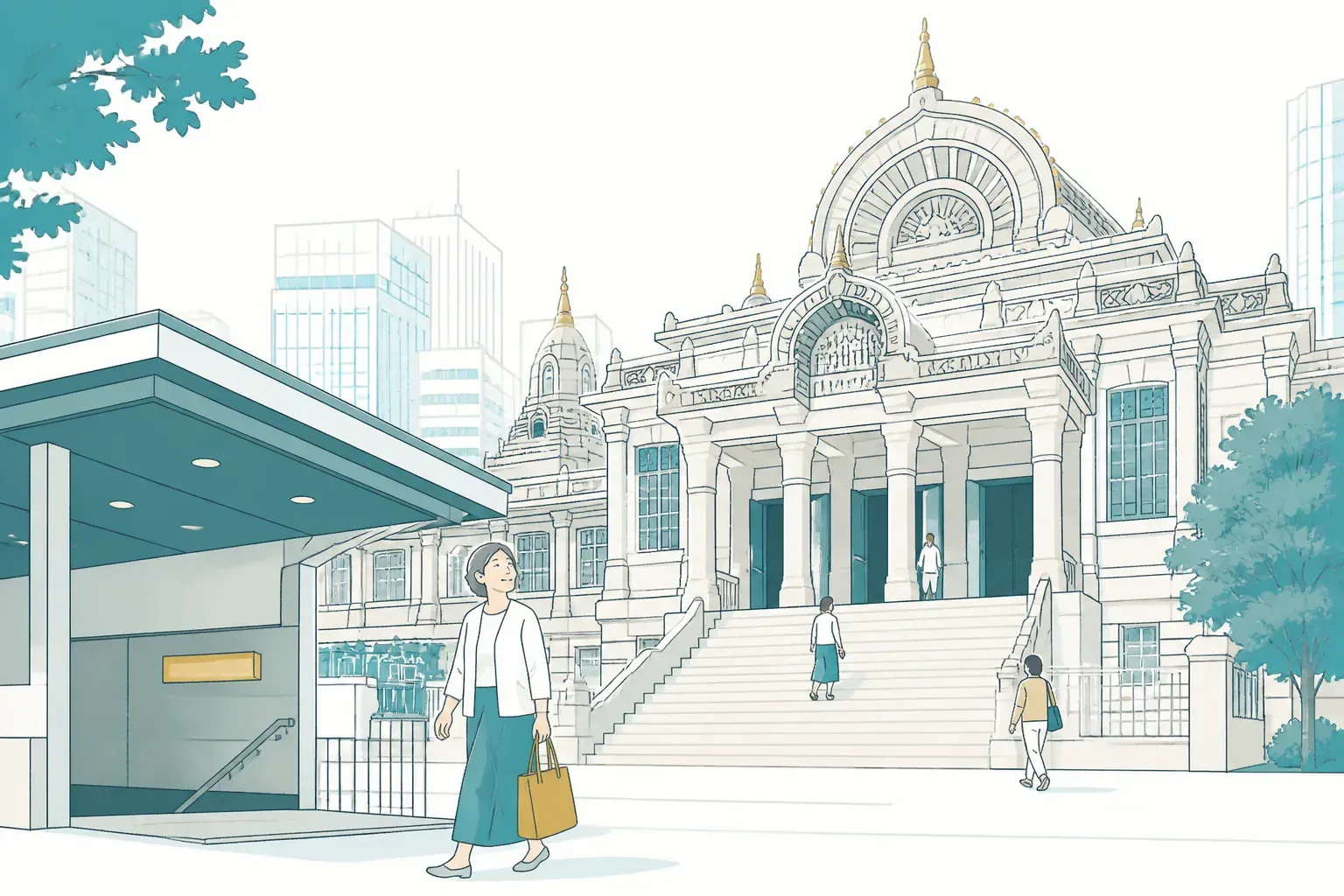 駅直結で参拝しやすい都心の寺院のイメージ