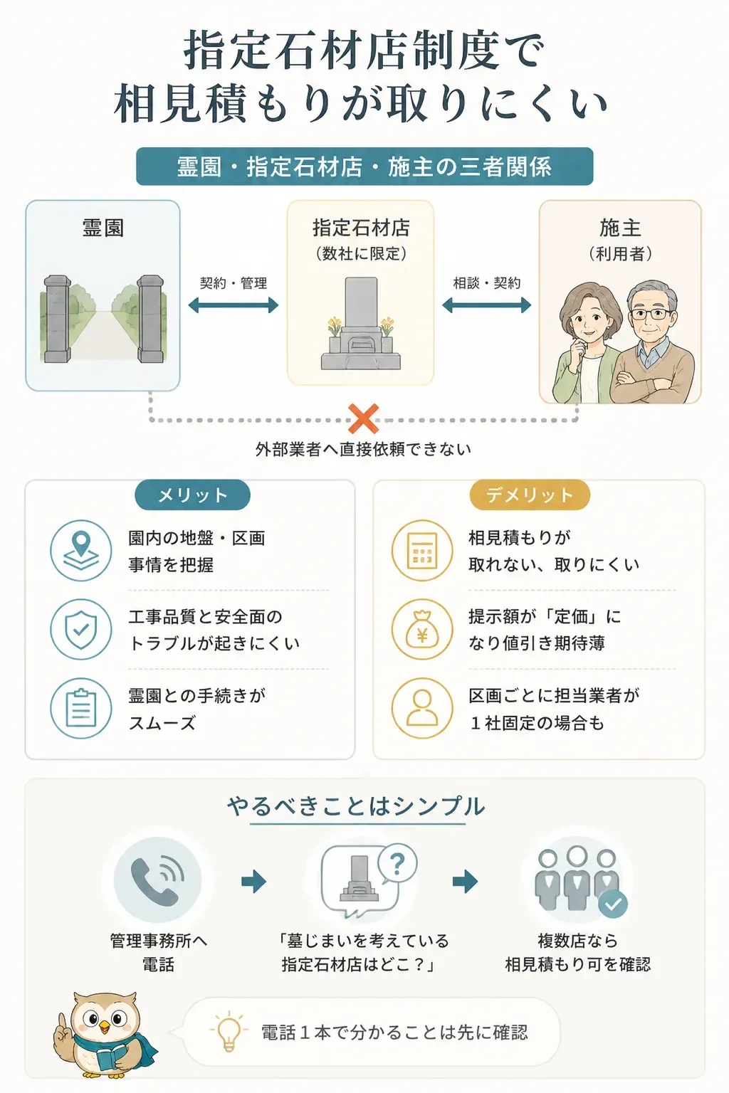 指定石材店制度の仕組みを示す関係図