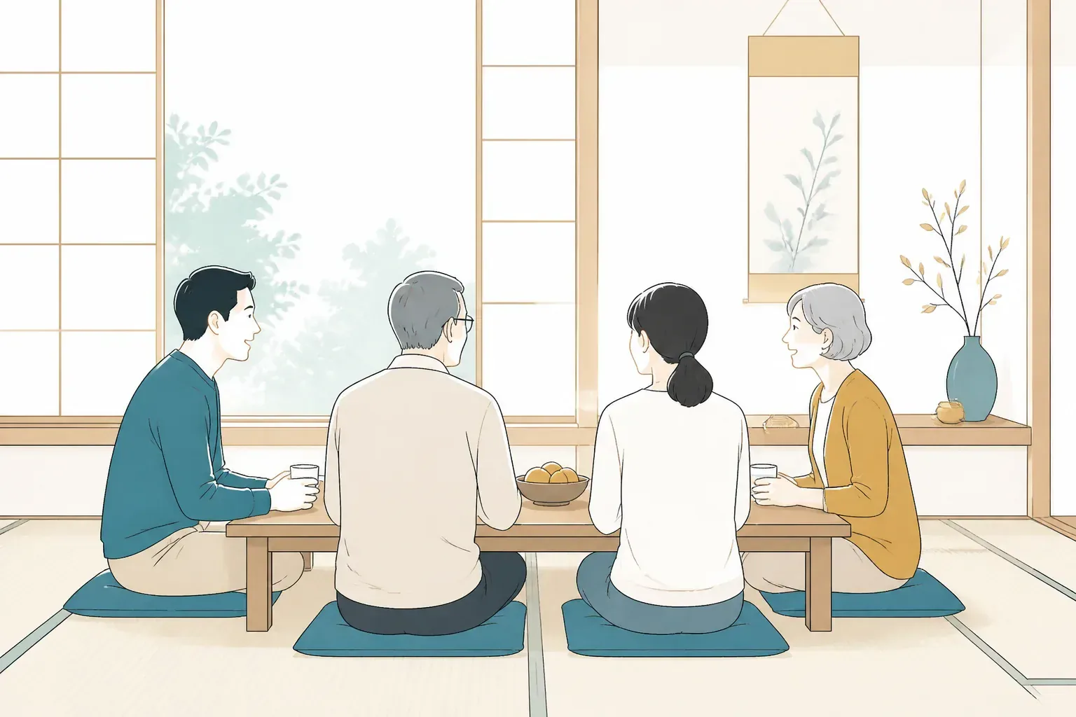 家族でお墓について話し合うイメージ